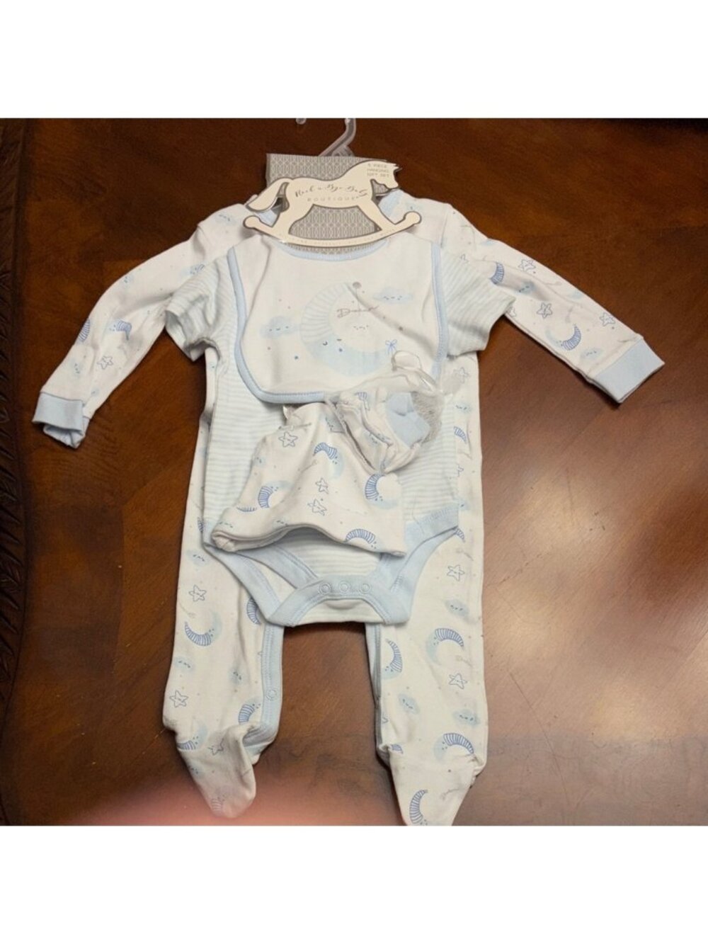 Little Me Light Blue Moon and Stars Footie Set